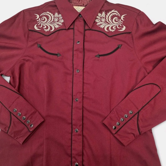 Vintage Roper Rockabilly Women Size Large Western Embroidered Pearl Snap Shirt - Picture 3 of 13